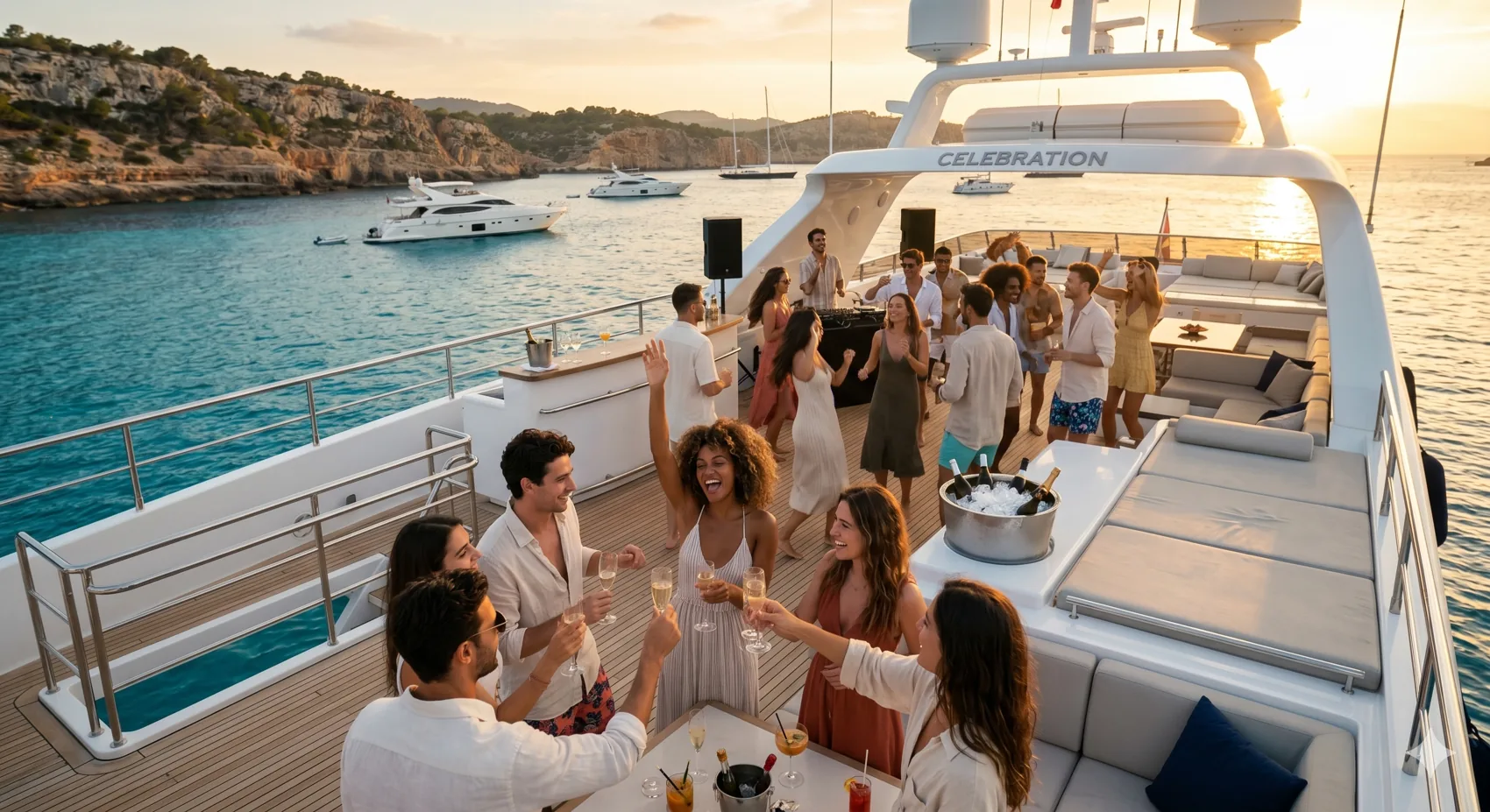 Celebration yacht day in Ibiza